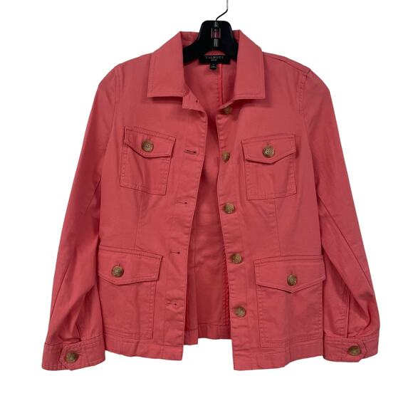 Talbots Button Front Coral Utility Jacket Womens Petite XS - Picture 1 of 8